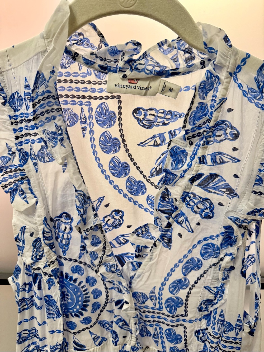 Vineyard Vines White Dress with Blue Botanical Print - Picture 3 of 4